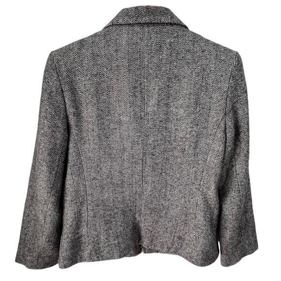 Sandro Jacket 100% Wool Herringbone Sz 12 Black White Zip Front - Picture 5 of 8